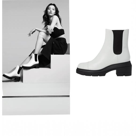 Stuart Weitzman Norah Chelsea Bootie Leather White Size 8.5C Sold Out - Picture 3 of 16